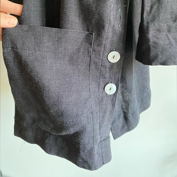 Linen blend navy shirt dress - Picture 3 of 7